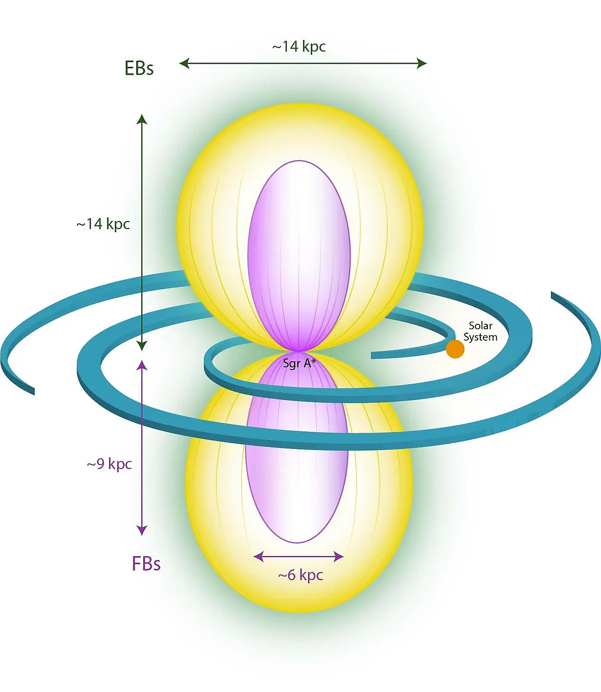 Schematische Darstellung der eROSITA- und der Fermi-Blasen