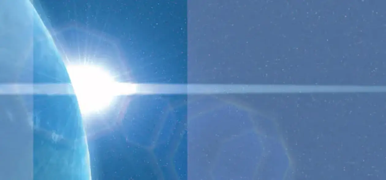 Light effects sun rise behind earth