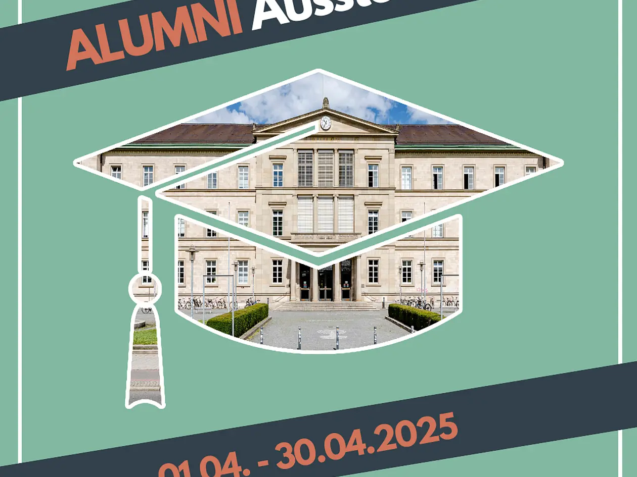 Moderne trifft Tradition: Die neue Aula im Mittelpunkt unseres Alumni-Events! Vor einem mintgrünen Hintergrund hebt sich die Silhouette der Aula ab – gekrönt von der ikonischen Schablone eines Alumni-Huts. Klare Schriftzüge präsentieren die wichtigsten Event-Infos, während das Design eine Verbindung zwischen Vergangenheit und Zukunft schafft. 
