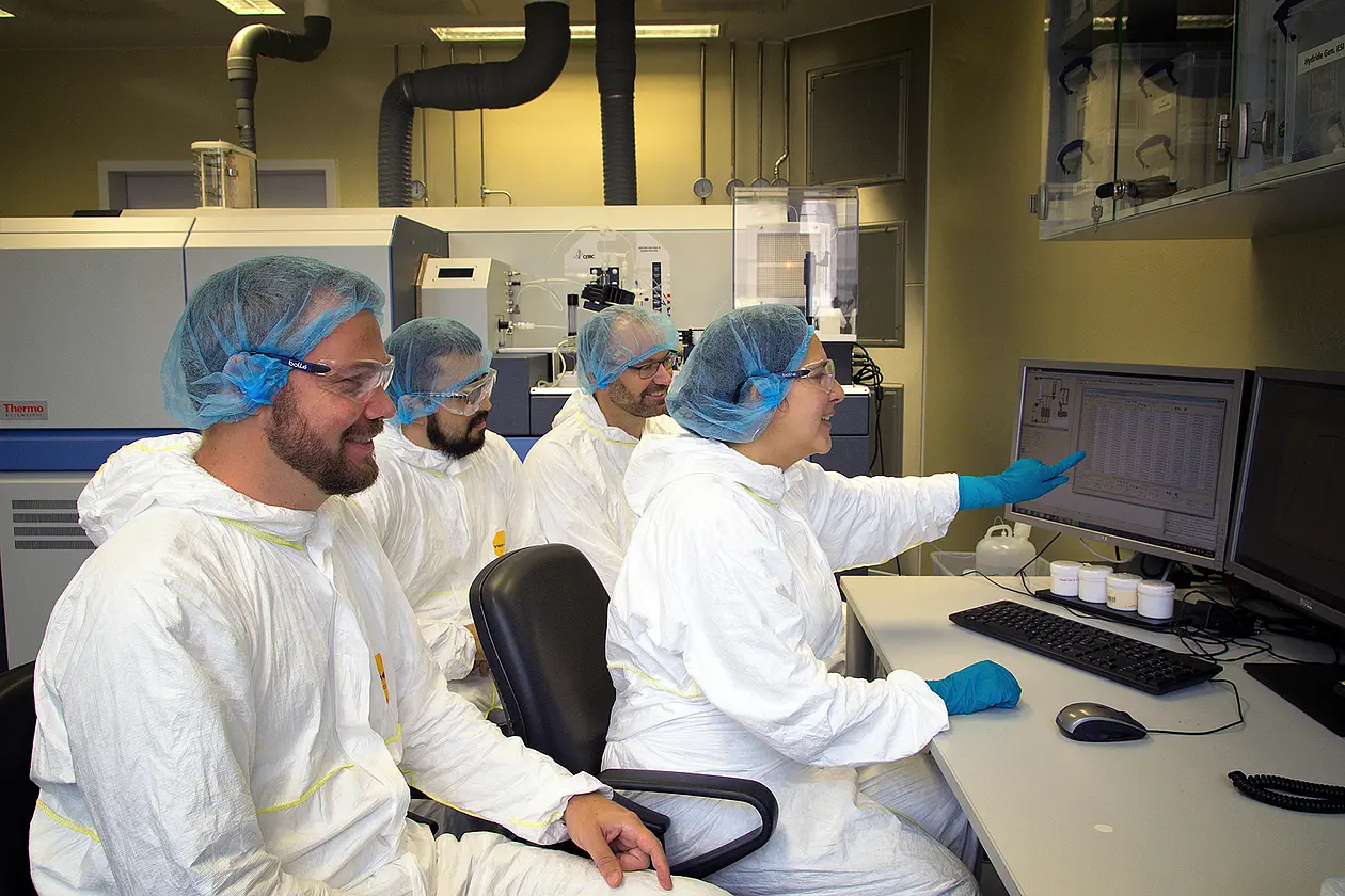 Scientists evaluating the results on a PC