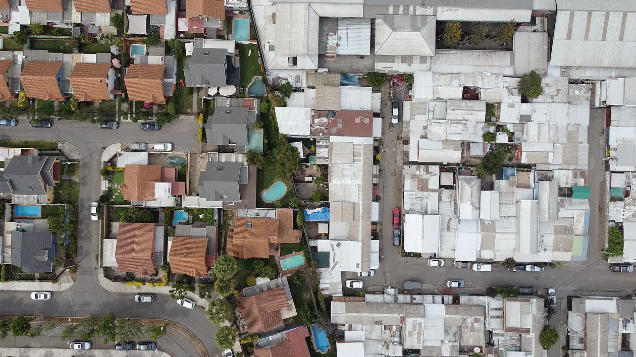 Aerial view of a residential area