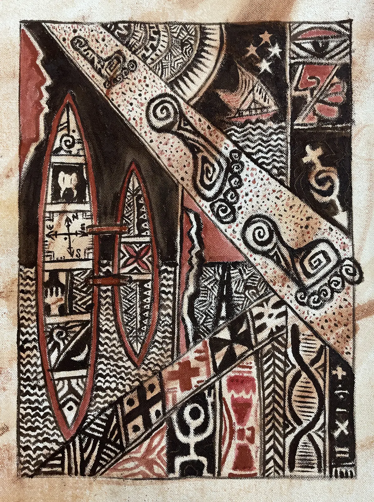 Artwork with traditional symbols.