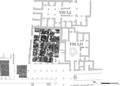 Abb. 3 Pompeji, Radargramm in der Tiefe von 142 cm des sog. comitium.