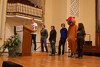 Auch die Vertreterinnen und Vertretern des Studierendenrats begrüßten die neuen Studierenden