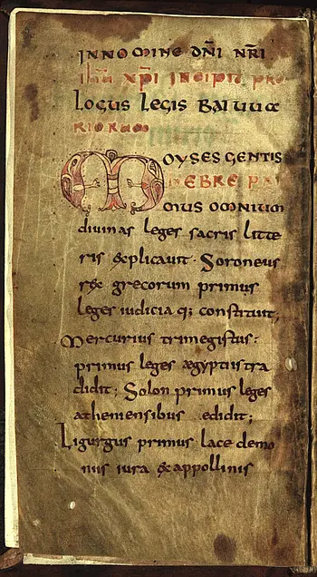 Erste Seite der Lex Baiuvariorum 