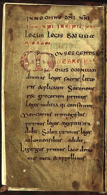 First page of the Lex Baiuvariorum