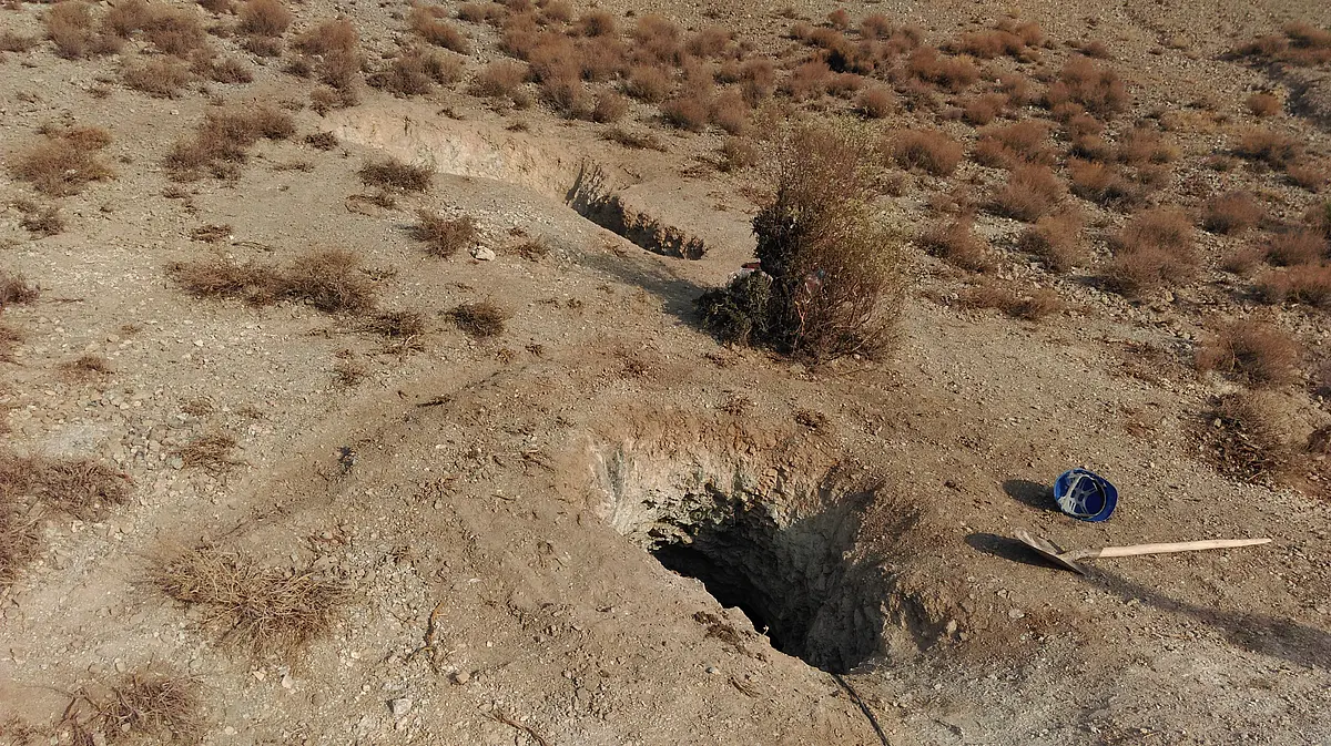 Chromite mine excavated by hand.
