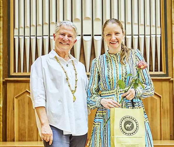 President, Professor Dr. Dr. h.c. (Dōshisha) Karla Pollmann and Keynote Speaker Dr. Miriam Klopotek