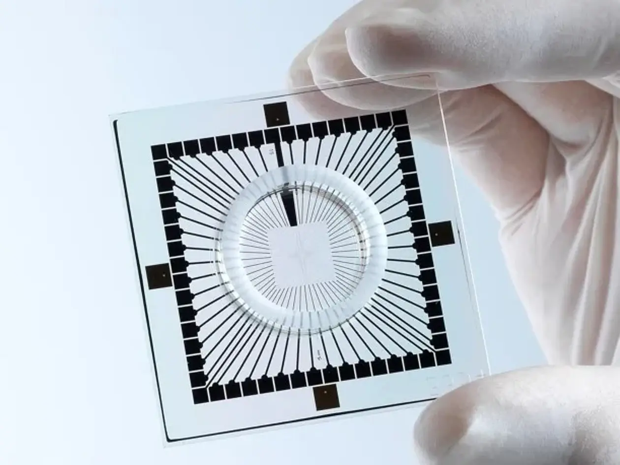 Dieser Mikrochip kann über 60 Elektroden die Entladung von Zellen messen. 