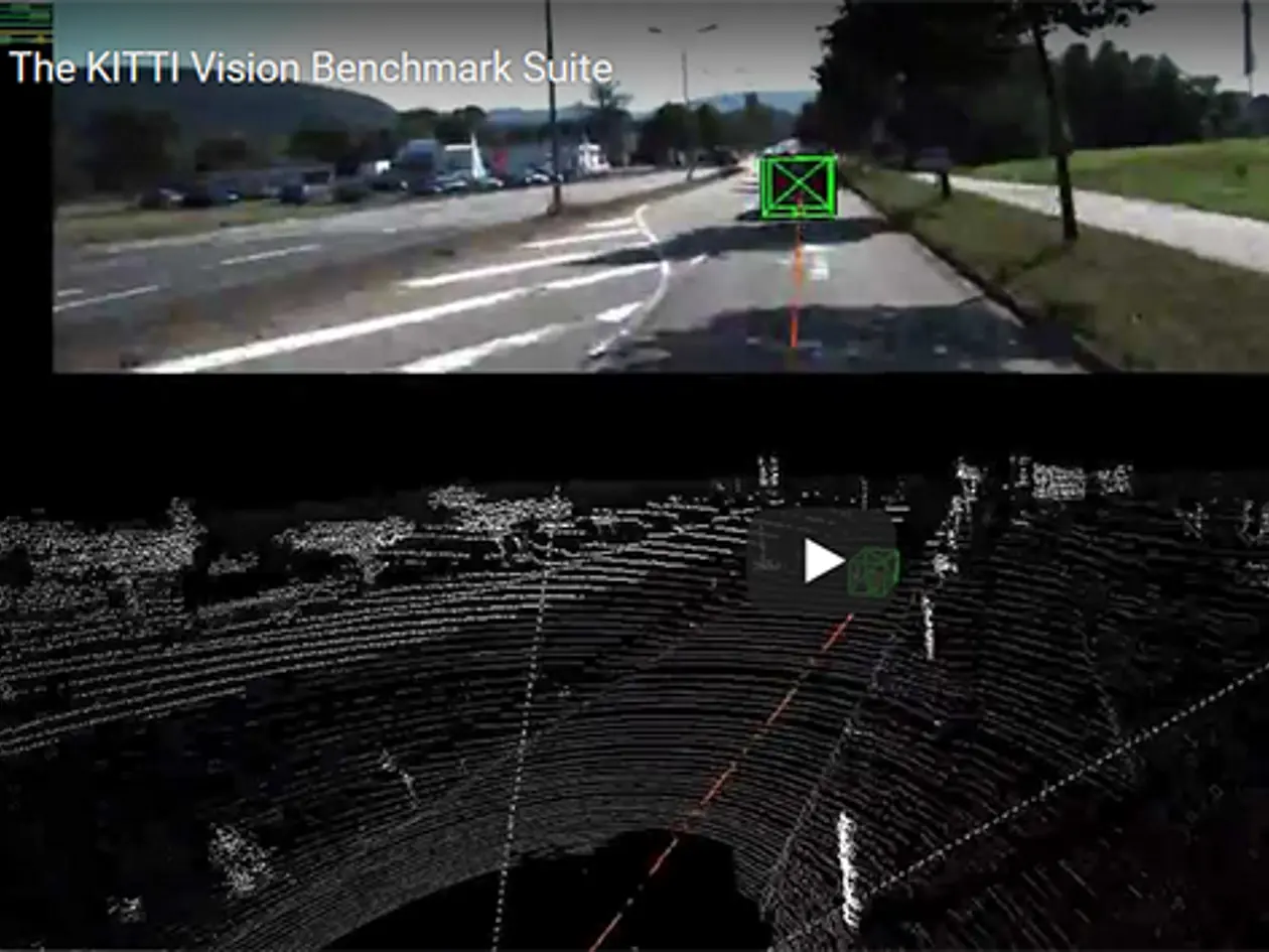 Screenshot von einem Video, dass das KITTI Vision Benchmark zeigt