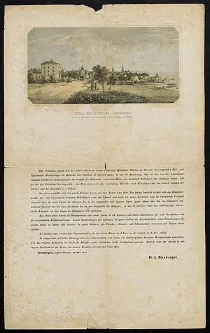 Werbeprospekt der Heilanstalt Bellevue in Kreuzlingen (1857). UAT 443a/254
