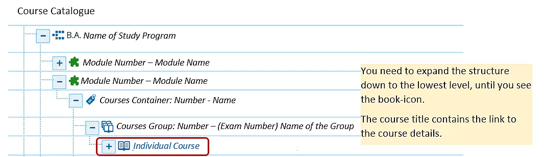 screenshot from the course catalogue showing the course link
