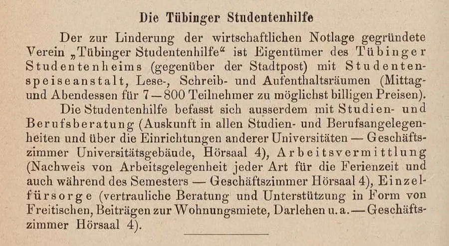 Studentenhilfe Wintersemester 1921/22