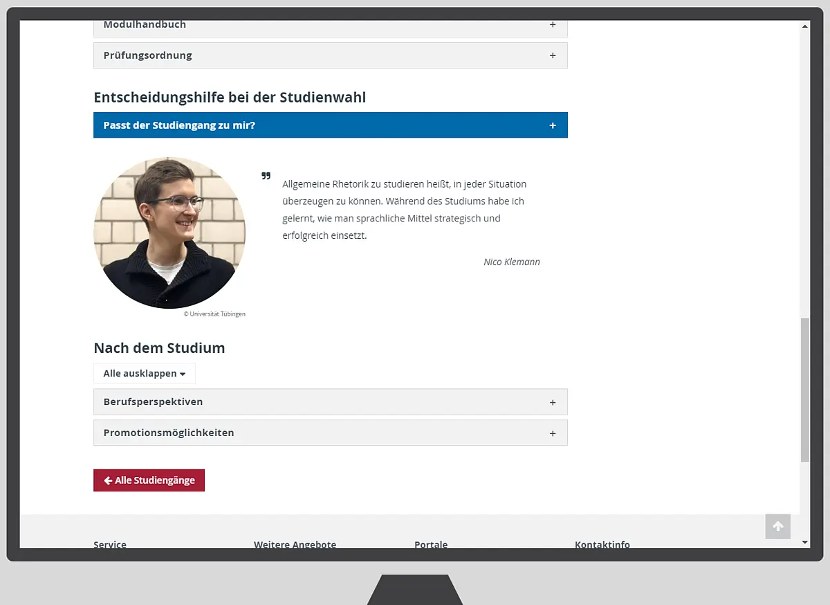Testimonials berichten von ihren Studiengängen