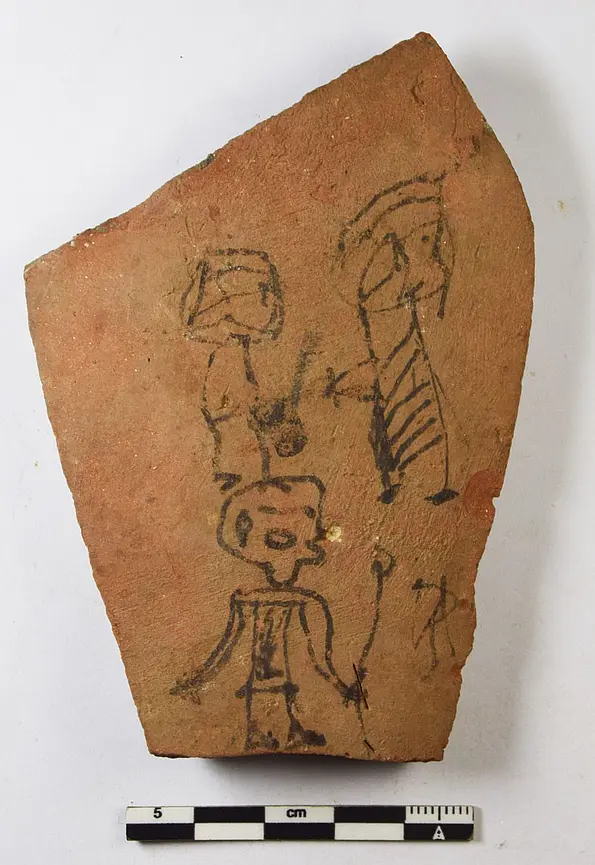 Shard with a child's drawing