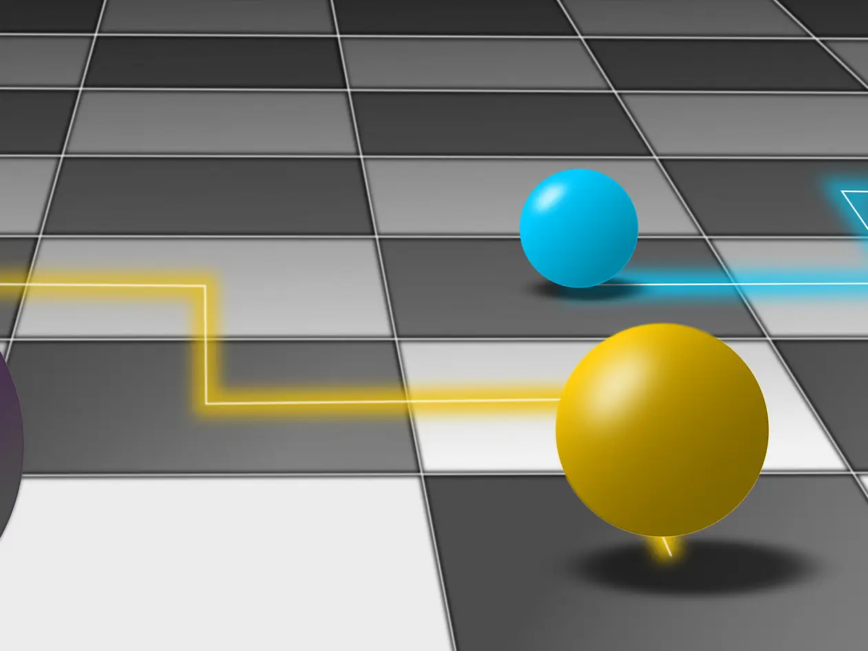 Die 3-D-Visualisierung zeigt, wie sich Kolloid Teilchen innerhalb des Schachbrettmusters bewegen.