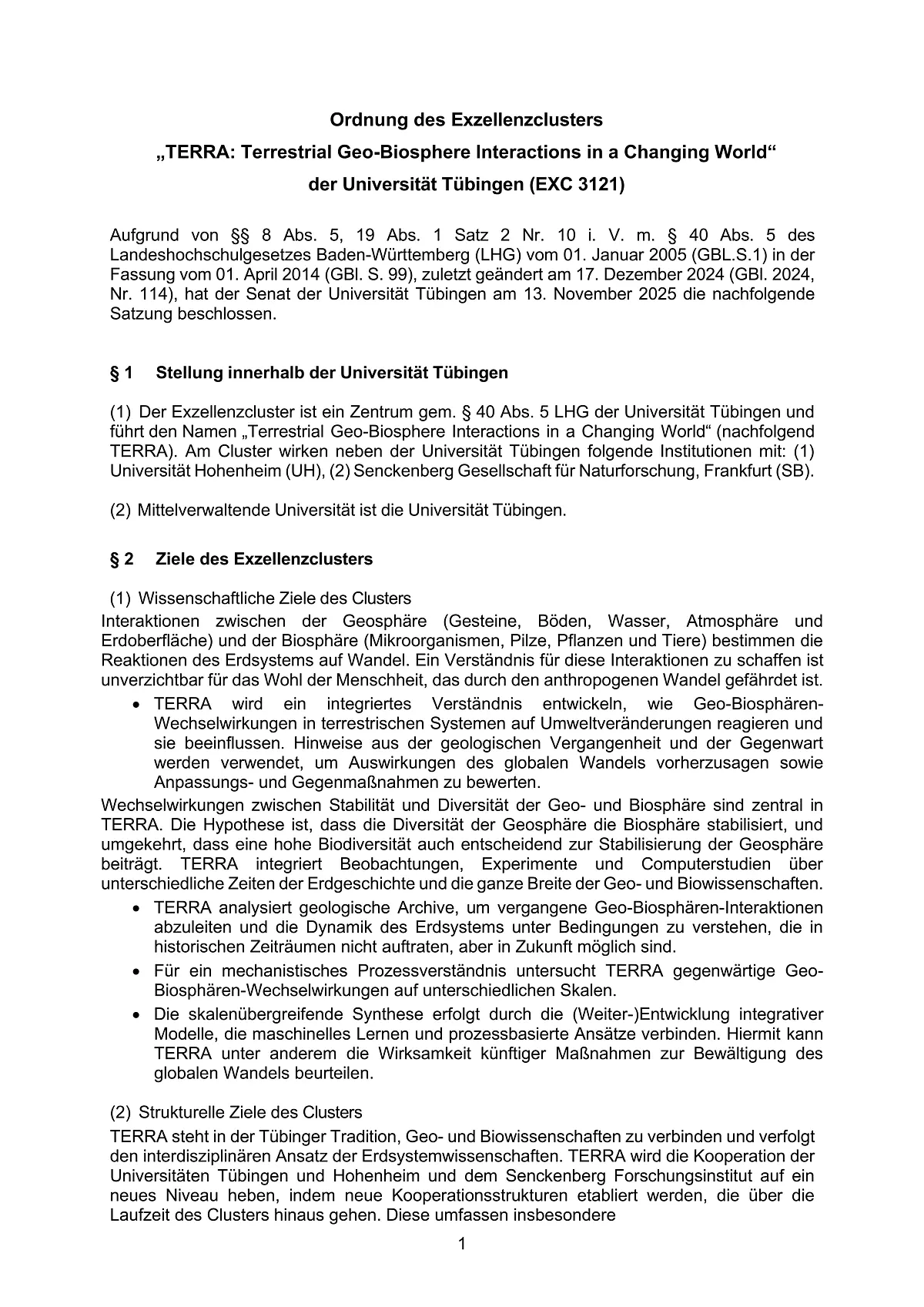 Geschäftsordnung des Clusters
