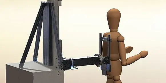 A wooden figure is being held on the back