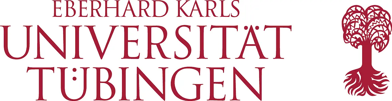 Logo der Universität Tübingen. Schriftzug der Universität, daneben rechts die Attempto-Palme Palme in rot.