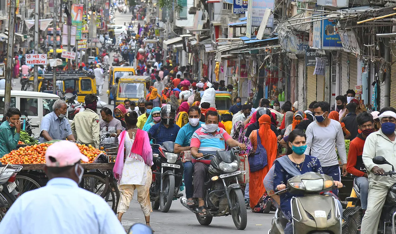 Photo of a lively street in India