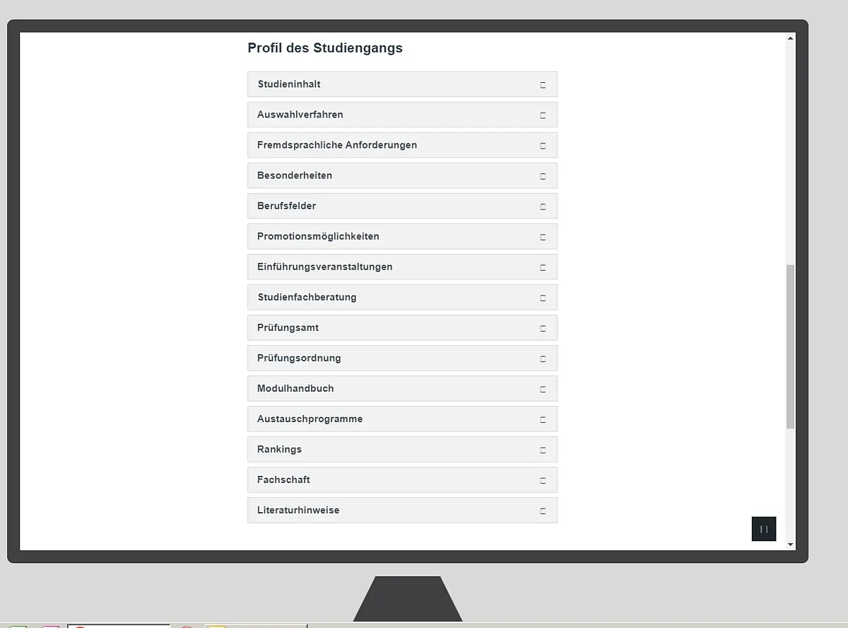 Altes Studiengangprofil