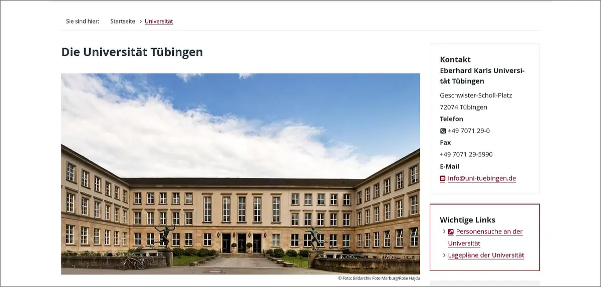 Hauptbereich: Universität Tübingen