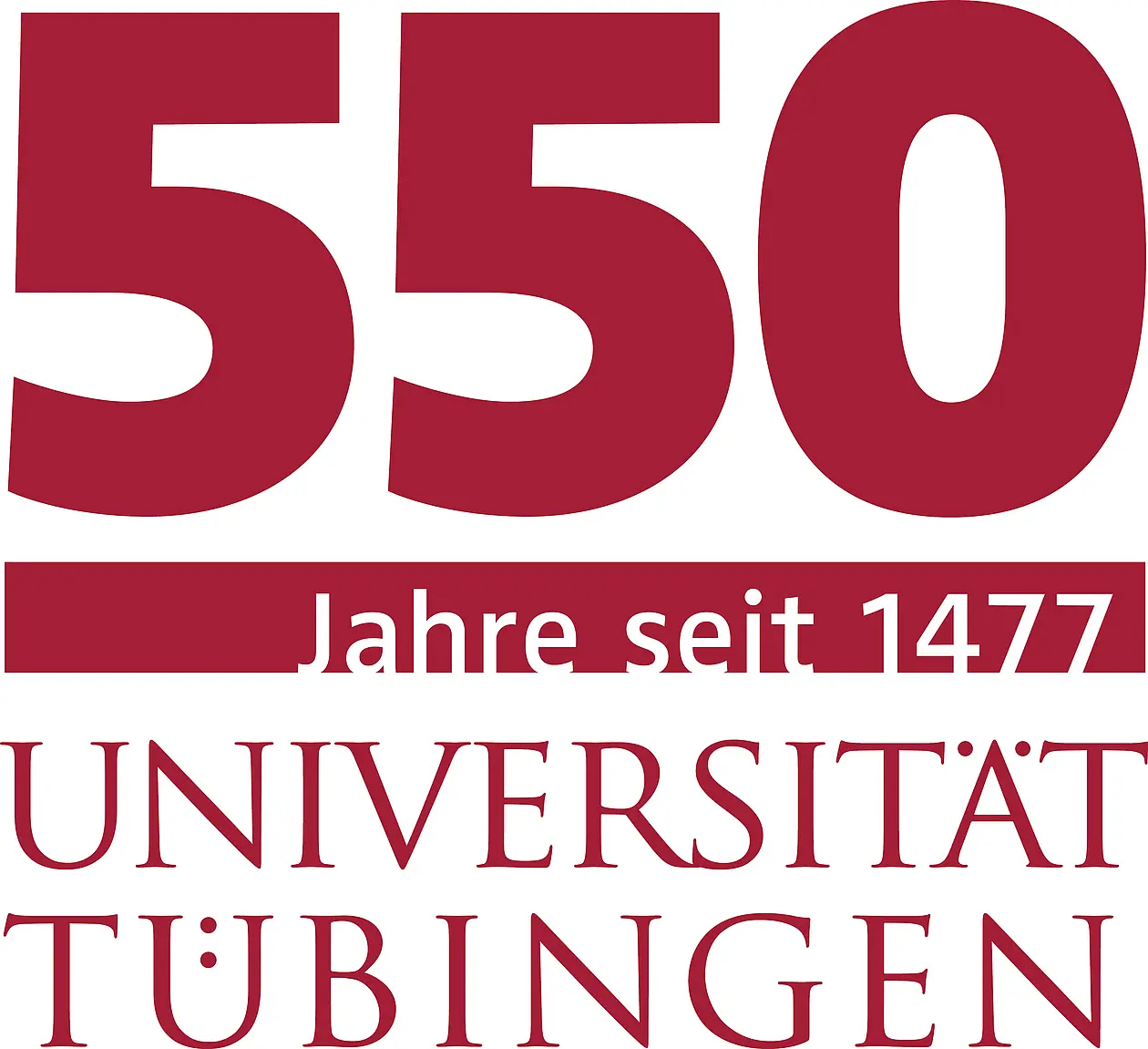 Das neue Logo für das Universitätsjubiläum. Von oben nach unten steht im Logo: 550 / Jahre seit 1477 / Universität Tübingen