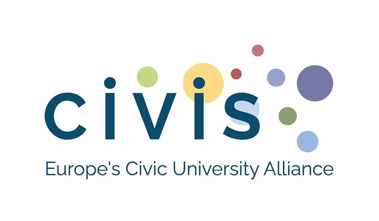 CIVIS logo: Outline of Europe with dots marking participating universities, text "CIVIS, Europe's Civic University Alliance"
