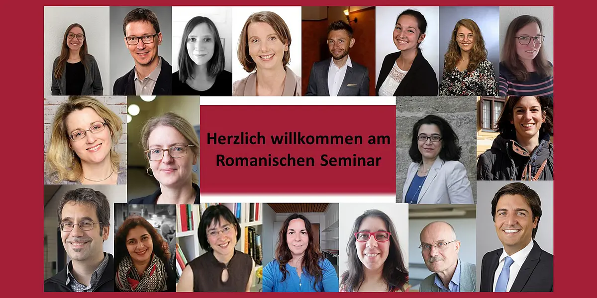 Collage mit Profilbildern der Mitarbeitenden am Romanischen Seminar.