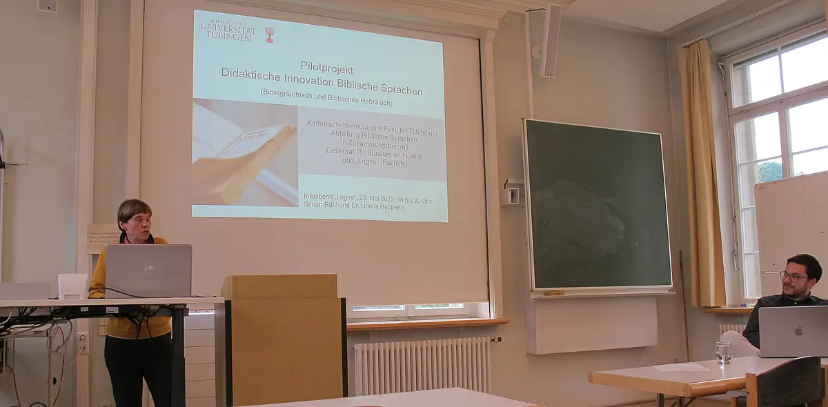 Photo von der Vorstellung des Pilotprojekts Didaktische Innovation Biblische Sprachen am 23. Mai 2023