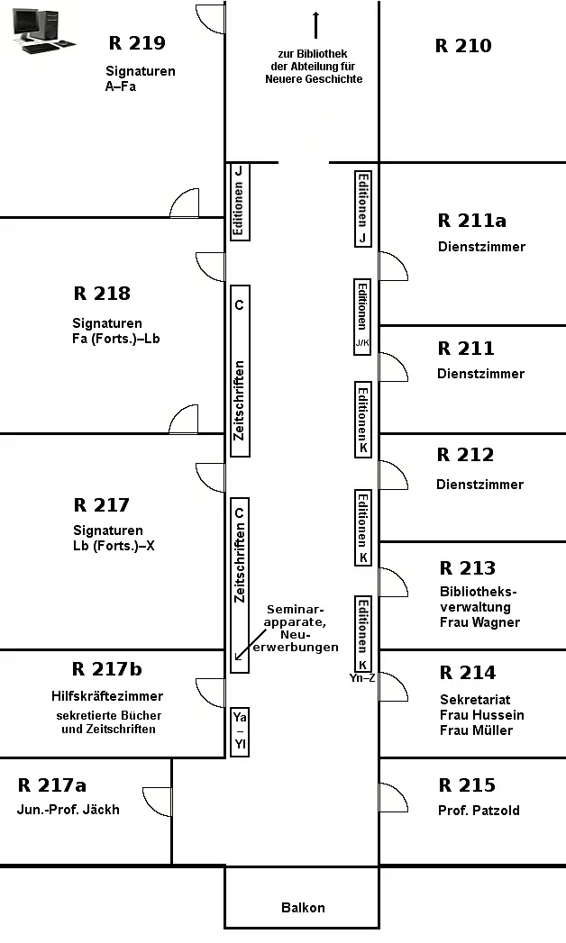 Lageplan der Seminarbibliothek
