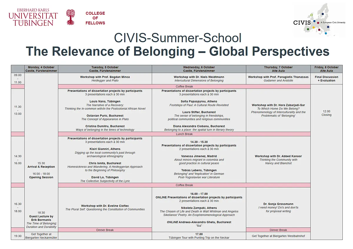 Program poster with inscription "The Relevance of Belonging - Global Perspectives".
