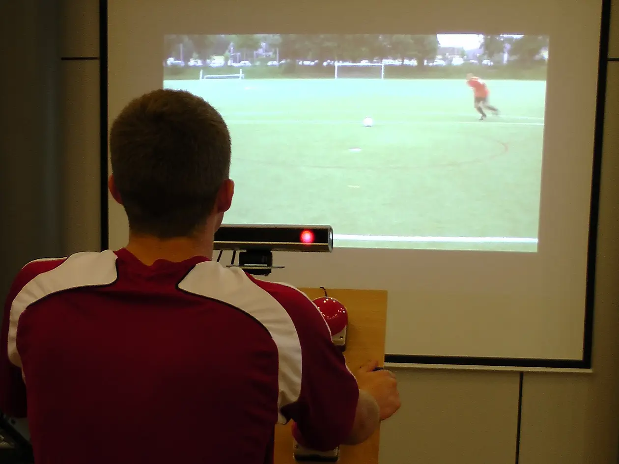 A subject during a test in the sports psychology laboratory