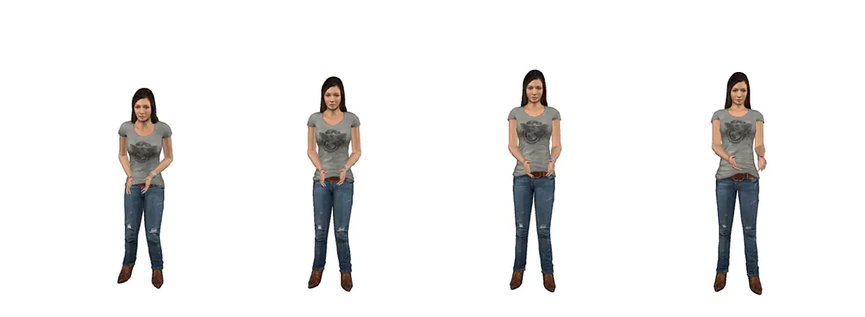 In the study, the sequence of actions such as 'catch' (left) and 'take' (right) was morphed, i.e. offset against each other. The researchers took advantage of the effect that the perception of a morph (middle left, middle right) changes after either 'taking' or' catching' was considered longer.  Image: S. de la Rosa