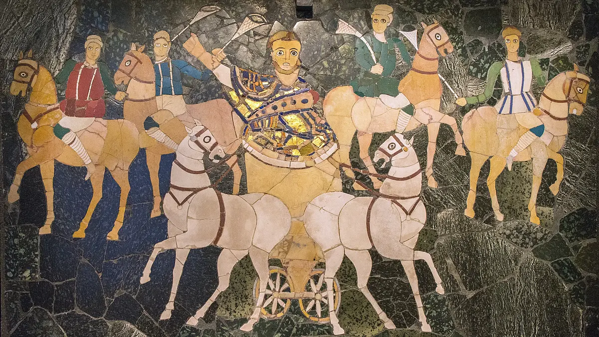 Darstellung eines processus consularis; opus sectile-Panel aus der Basilica des Iunius Bassus, Rom, um 330/340 n. Chr. Rom, Museo Nazionale Romano. Palazzo Massimo alle Terme, Inv.-Nr. 353. Foto: Martin Kovacs