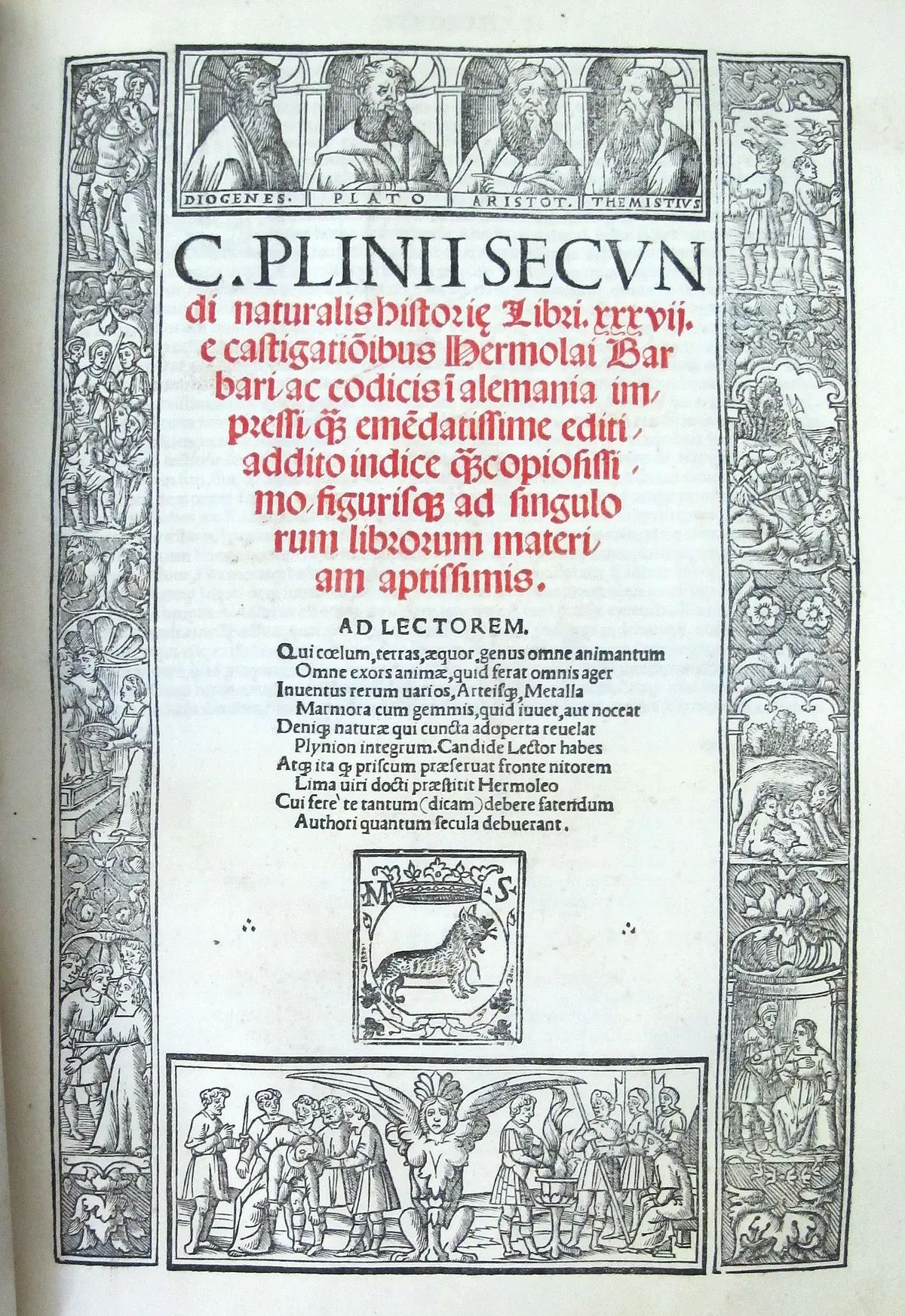 C. Plinius Secundus, Naturalis Historia e castigationibus, H. Barbari, Venezia, M. Sessa & P. Serena, 1525.