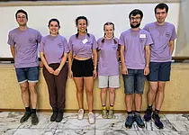 Das IMC-Team der Universität Tübingen. V. l. n. r.: Jonathan Frey, Barbara Roos (Teamleiterin), Anna Maggioli, Veronika Körber, Jakob Feldner, Tobias Schnieders.