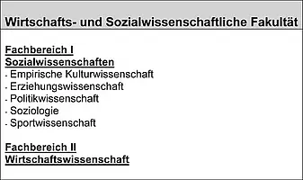 Struktur der neuen Wirtschafts- und Sozialwissenschaftlichen Fakultät