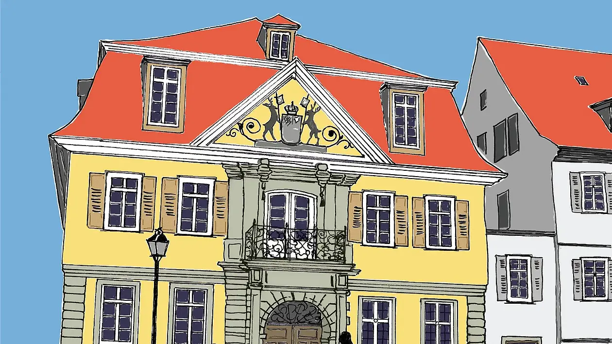 Ein gezeichnetes Bild der Alten Aula