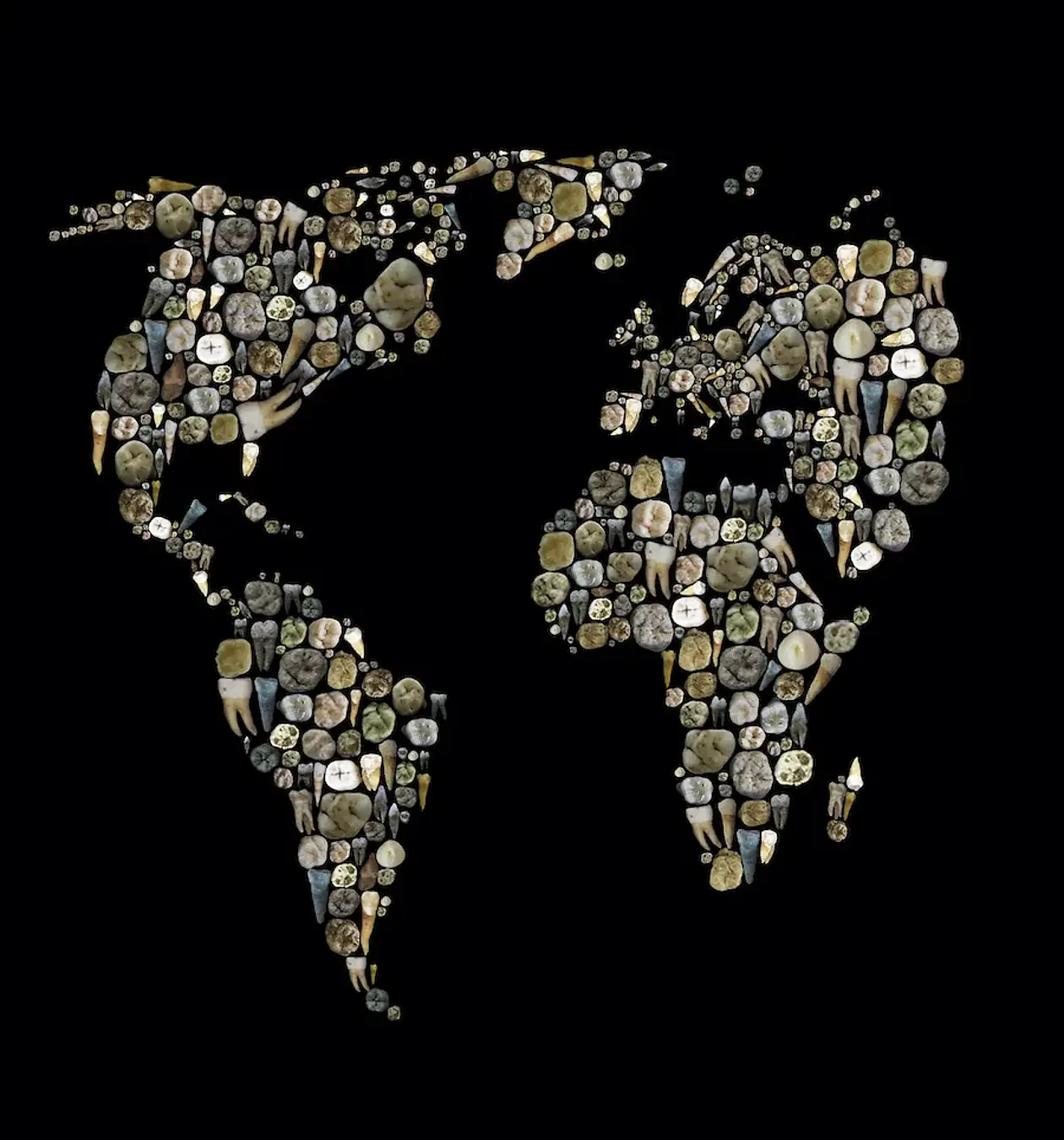 Mosaic made from various human teeth