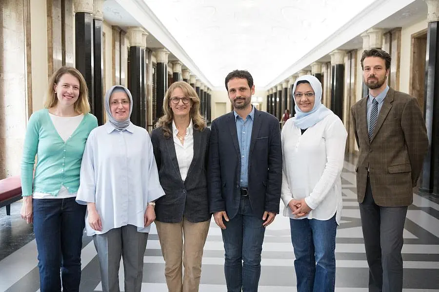 Group photo with From left to right: Christin Wannagat, Coordination of Tübingen Research Alumni Center TRACe; Professor Lejla Demiri, Chair of Islamic Doctrine and Deputy Director of the Center for Islamic Theology; Professor Monique Scheer, Vice-President for International Affairs; Professor Francesco Chiabotti, new University of Tübingen Ambassador to France; Fahimah Ulfat, Chair for Islamic Religious Education, Center for Islamic Theology; Ruggero Vimercati Sanseverino, Chair of Hadith Studies and Prophetic Tradition, Center for Islamic Theology