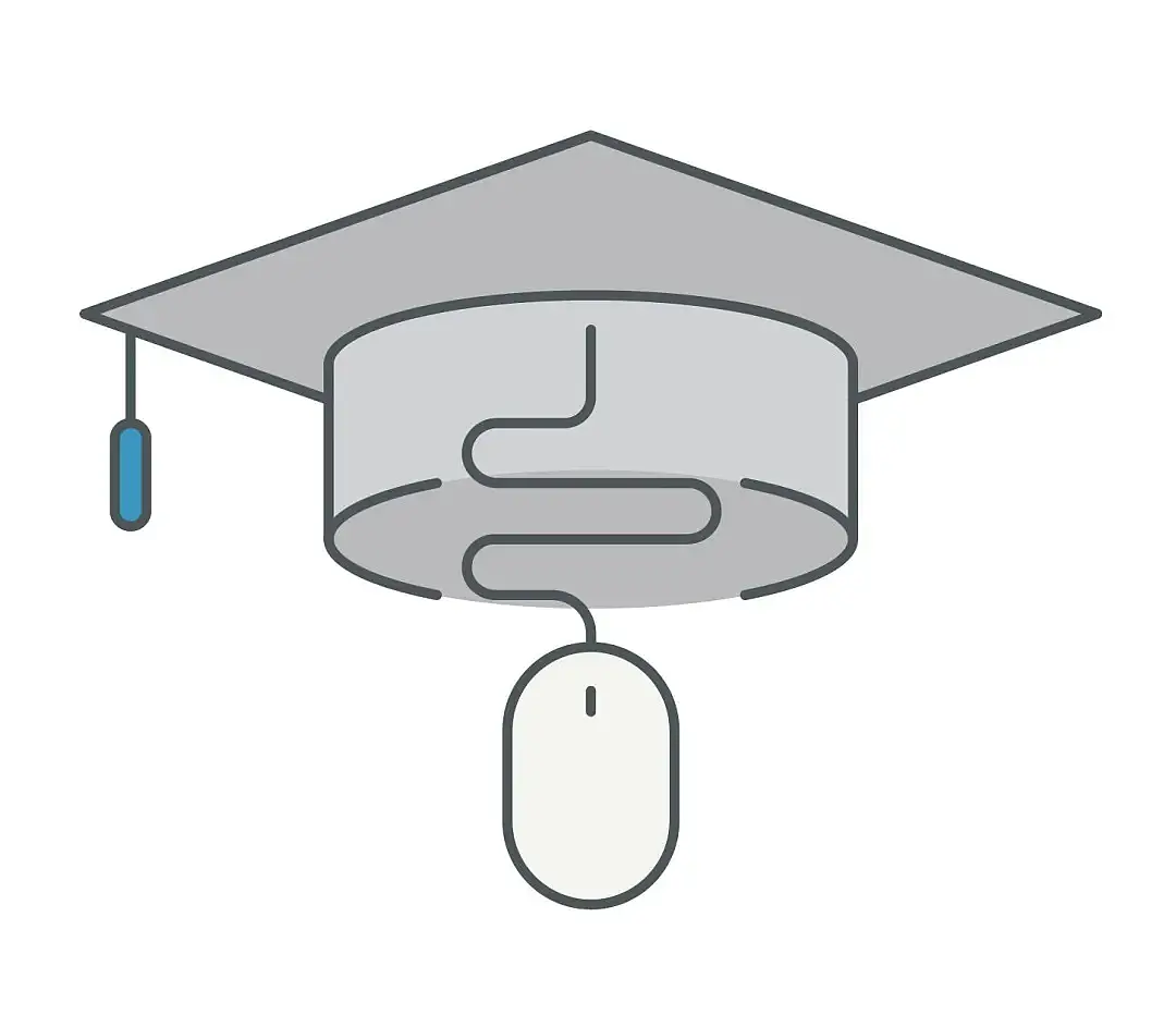Icon zu dekorativem Zweck. Es zeigt E-Learning.