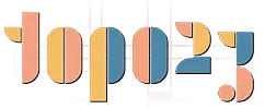 Logo of TOPO23 in colored letters.