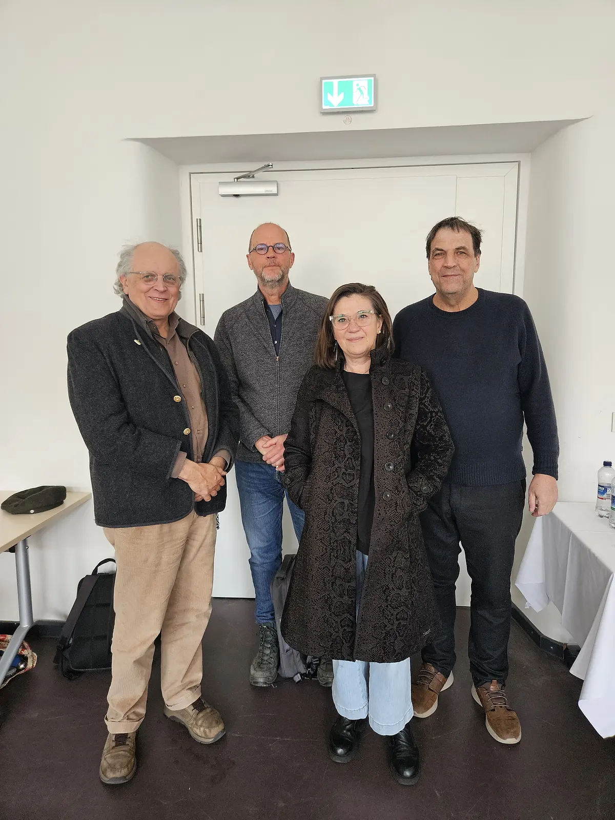 Von links nach rechts: SFB 1718 Mercator Fellows  Manfred Krifka, Bart Geurts, Gabriella Vigliocco und College of Fellows Mercator Günther Knoblich  