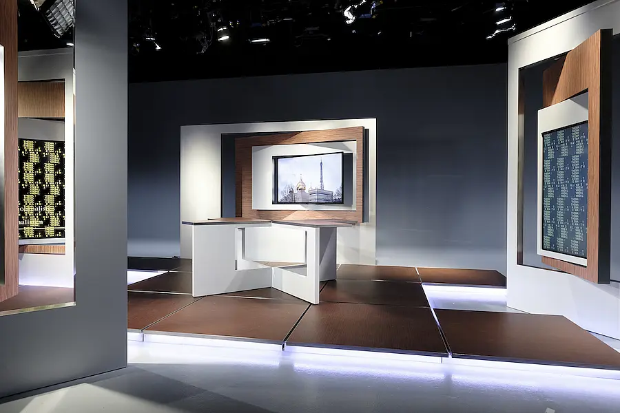 So sieht es im Fernsehstudio der Sendung ARTE Thema aus.