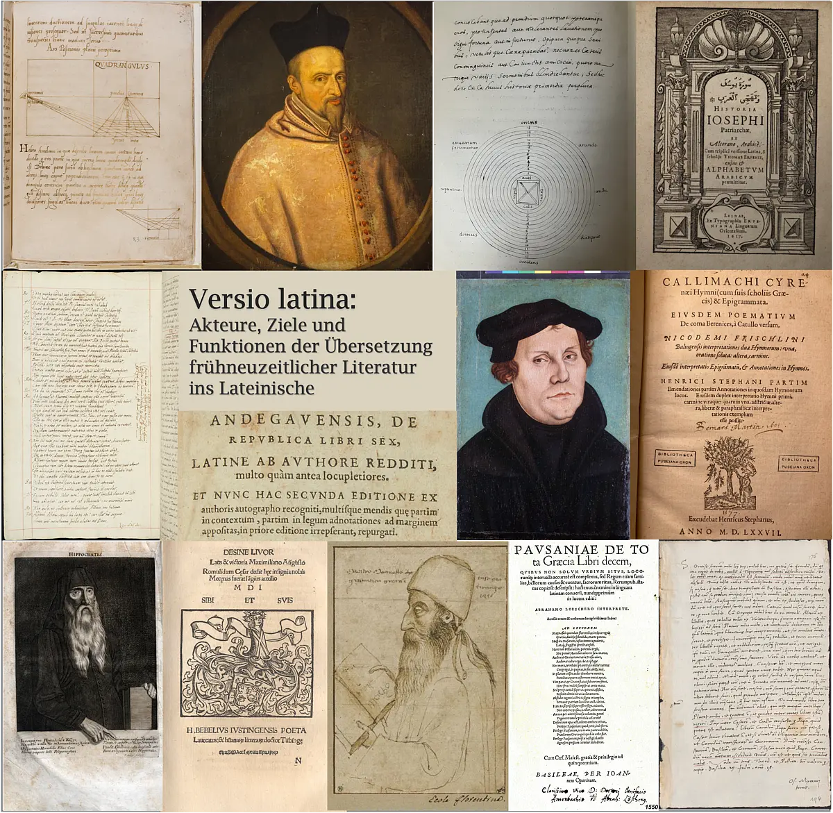 The Image presents a joint collage with suggestions from each speaker of the Conference "The Wrong Direction: Early Modern Translations into Latin"