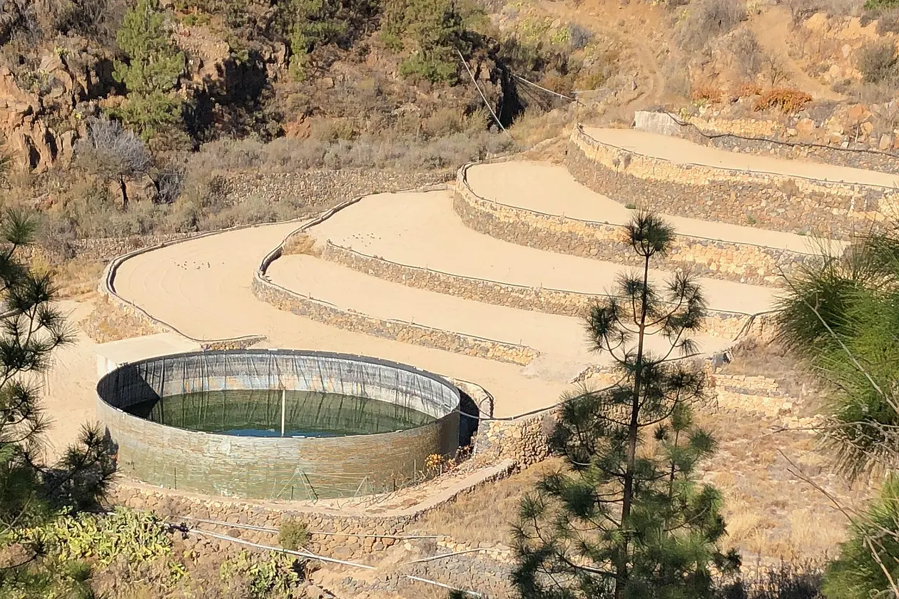 Terraced rain water collection systems for agriculture in Vilaflor on the Canary Island of Teneriffe. Photo: Laura Dierksmeier