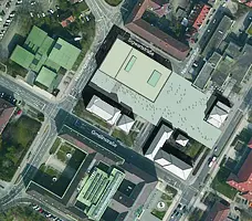 Auszug aus der Machbarkeitsstudie, Variante A, Lageplan, Quelle: Machbarkeitsstudie Vermögen und Bau, Amt Tübingen Verfasser: Dömges Architekten AG, Regensburg