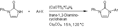 N-Arylierung von N-Phenyl-imidazolin-2-on mittels Arylhalogeniden, (CuOTf)2*C6H6, trans-1,2-Diaminocyclohexan und  Cs2CO3