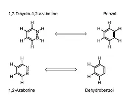 Ersetzen von zwei Kohlenstoffatomen im Benzolring durch Bor und Stickstoff